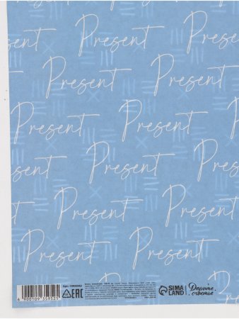 Бумага упаковочная крафтовая двухсторонняя 70 x 100 см "Present" SIM-10935952