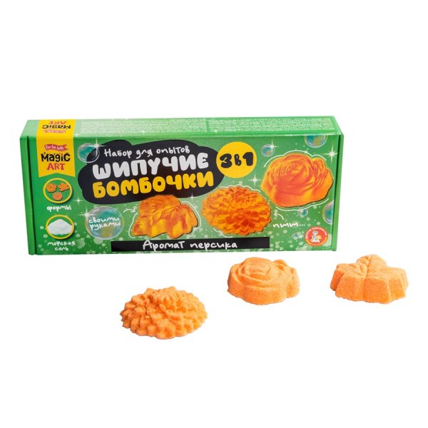 Набор для опытов "Шипучие бомбочки. Аромат персика" 3 в 1 KOR-05711