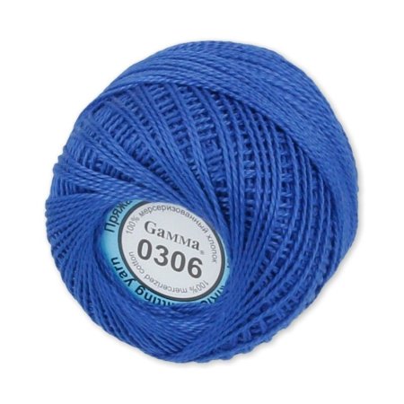 Пряжа GAMMA Ирис 100% хлопок 1 х 10 г 82 ± 3 м №0306 васильковый GAM-IRI-1-0306