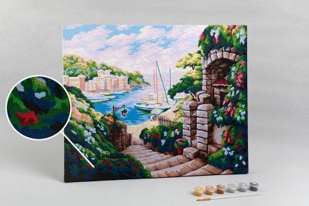 Набор для раскрашивания по номерам (холст на подрамнике) ФРЕЯ 50 х 40 см "Лазурное побережье" PNB/PL-030