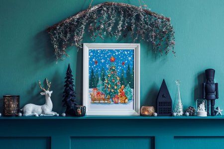 Набор для раскрашивания по номерам (на картоне) ФРЕЯ 40 х 30 см "Зайчик у ёлки" PKZ/PM-078