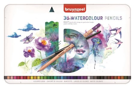 Набор акварельных карандашей BRUYNZEEL Expression Aquarel 36 цветов + кисть в металлической коробке MP60313036