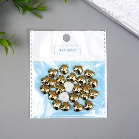 Декор для творчества пластик "Сердца" золото 30 шт 1 x 1 см SIM-4444901