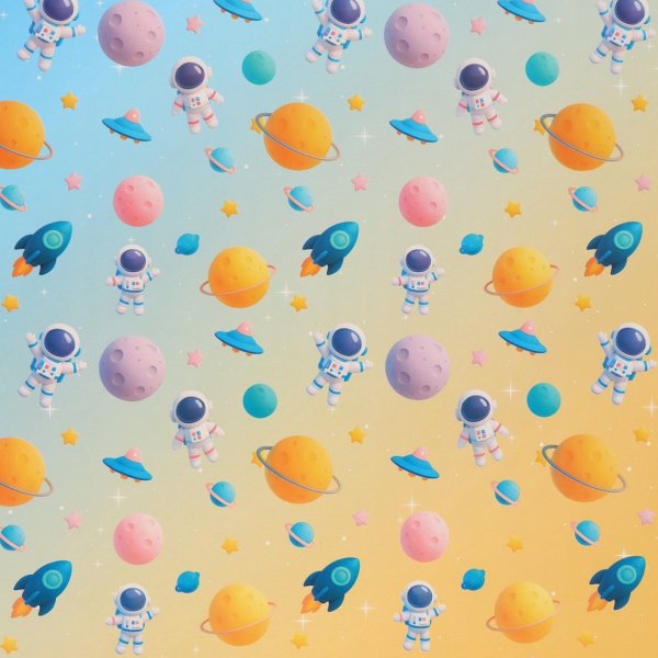 Бумага упаковочная глянцевая двусторонняя 50 х 70 см "Космос" SIM-10935922