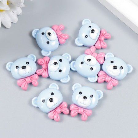 Декор для творчества пластик "Мишутка с розовым бантом" 2 x 2.5 см SIM-7985127