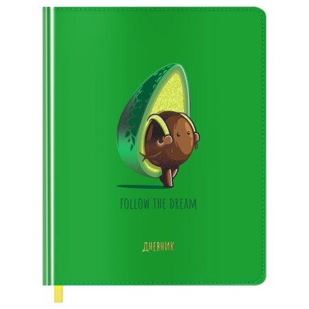 Дневник 1-11 кл. 48л. MESHU "Avocadreams" (твердый) иск. кожа, УФ-печать с глиттером, тиснение фольгой, тон. блок, ляссе RE-MS_49358