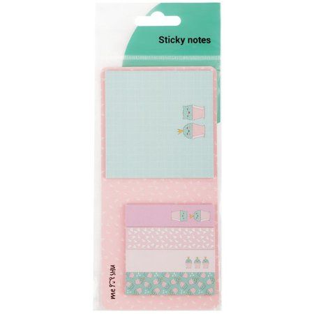 Флажки-закладки и самоклеящиеся блоки в наборе MESHU "Sweet mono" по 25 л, Catcus RE-MS_87613