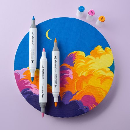 Маркер акриловый двусторонний СОНЕТ перо кисть/пуля