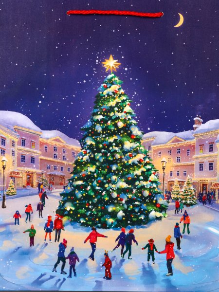 Пакет подарочный ламинированный 26 х 12 х 32 см "Новогодний каток" SIM-10911826