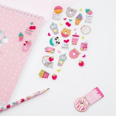 Наклейки гелевые MESHU "Cute sweets" 10 x 22 см, 31 накл, инд. уп., европодвес RE-MS_42772