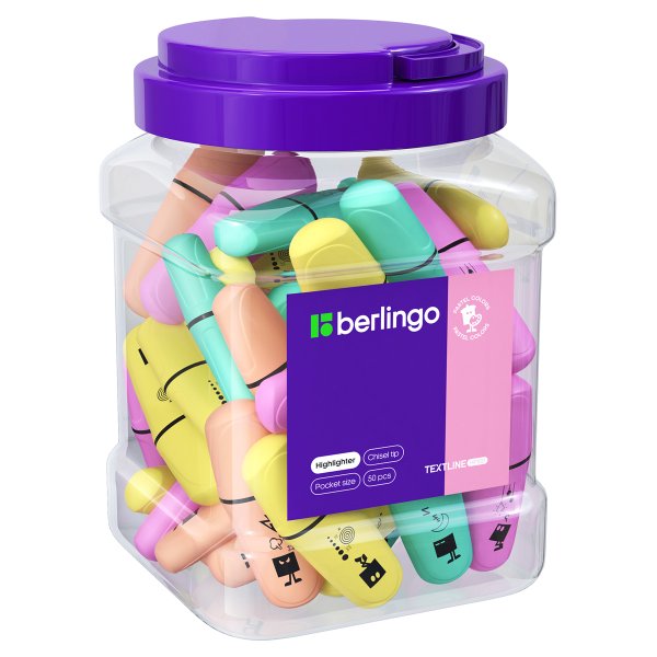 Текстовыделитель Berlingo "Textline HP100" мини, пастельные цвета ассорти RE-T1599