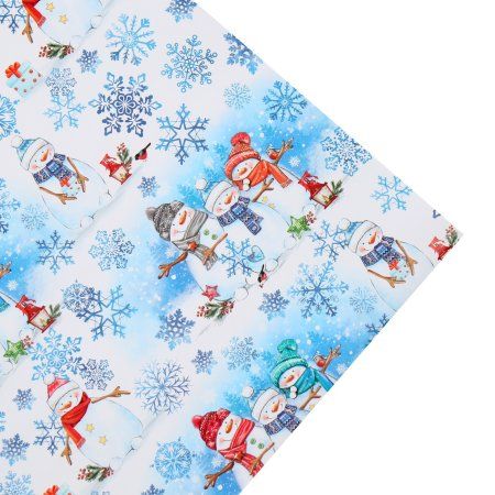 Бумага упаковочная глянцевая 70 x 100 см "Снеговички" 2576269