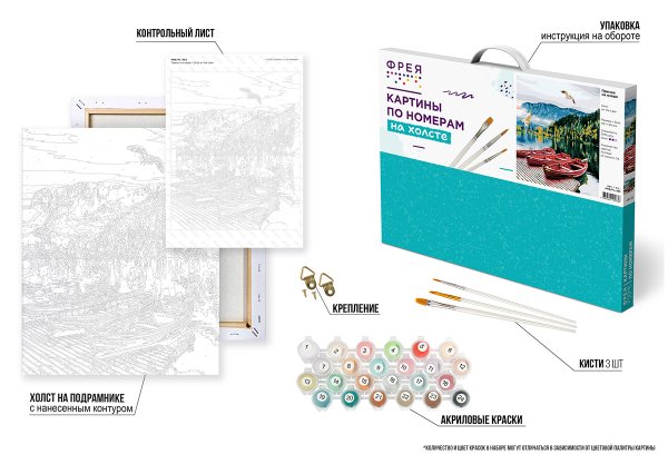 Набор для раскрашивания по номерам (холст на подрамнике) ФРЕЯ 50 х 40 см "Причал на озере" PNB/PL-385