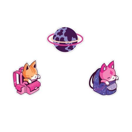 Набор акриловых значков MESHU "Catbox" 3 шт прямая УФ-печать RE-MS_47450