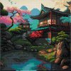 Кристальная (алмазная) мозаика ФРЕЯ на подрамнике "Японский домик" 40 х 40 см ALPD-226