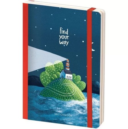 Скетчбук - альбом для рисования 80л. B6 "Find your way" 100 г/м2 тв.обл, карман, доп.листы крафт RE-SB6_32025