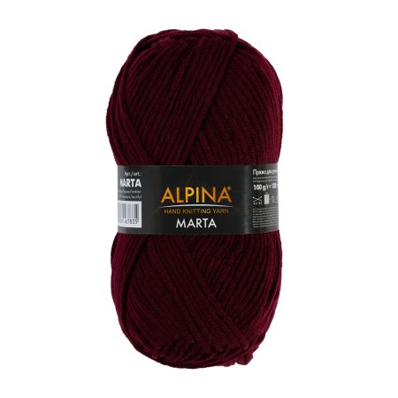 Пряжа ALPINA Marta 100% тактифил 1 х 100 г 120 ± 6 м №025 бордовый ALP-MAR-025