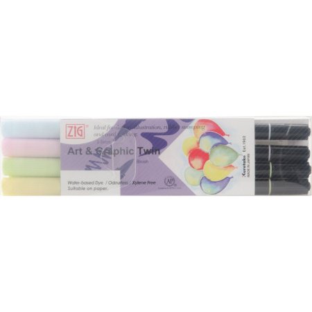 Набор маркеров ZIG Art & Graphic Twin Soft set (мягкие оттенки) 4 шт MPTUT-80/V4SOFT