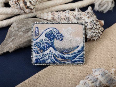 Набор для вышивания PANNA Живая картина. Брошь. Большая волна в Канагаве" 5 х 6 см MET-JK-2268