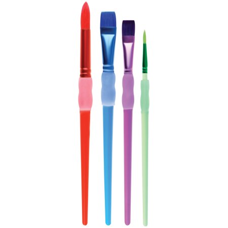 Набор кистей Мульти-Пульти 4 шт синтетика, №10, 15 плоские, №3, 10 круглые, с силиконовым грипом, блистер, европодвес RE-SB_37583