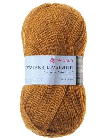 Пряжа Пехорская ПТ "Кроссбред Бразилии" 50% мериносовая шерсть, 50% акрил 1 х 100 г 500 ± 29 м №447 горчица PEH-KRO-447