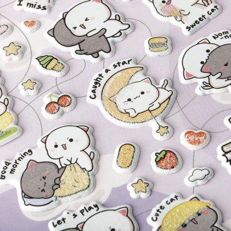 Наклейки объемные MESHU "Cute kittens" 10 x 23 см, пакет европодвес RE-MS_57661