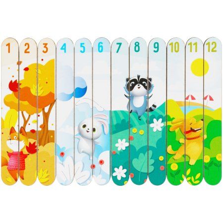 Деревянный пазл - палочки ТРИ СОВЫ "Времена года" 12 деталей на подложке, фанера, ХДФ RE-ПЗ00124