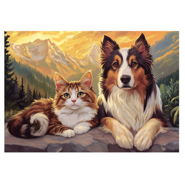 Пазл 260 элементов ФРЕЯ "Колли и кот" PZL-260/03