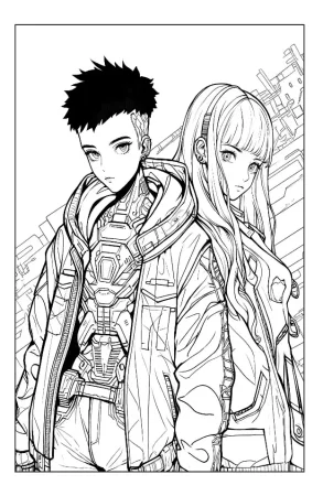 Книга: Аниме будущего. Раскрашиваем моду киберпанка в 46 иллюстрациях EKS-887827