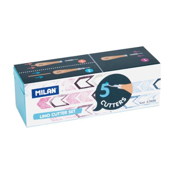 Набор для линогравюры MILAN, 5 лезвий для резьбы, деревянная ручка ML-61054