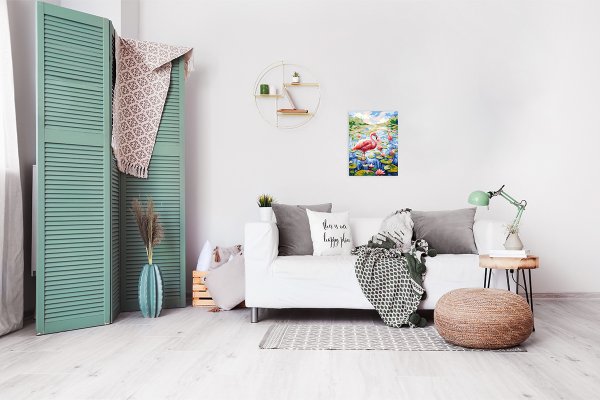 Набор для раскрашивания по номерам (холст на подрамнике) ФРЕЯ 40 х 30 см "Фламинго на пруду" PNB/PM-324