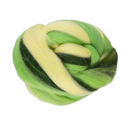 Шерсть для валяния GAMMA 100% полутонкая шерсть 50 г лимон/яркий салат/мор.водоросли MY-050-6104