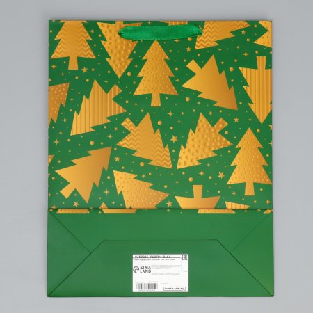 Пакет подарочный ламинированный 32 × 26 × 10 см "Елочки" SIM-9750225