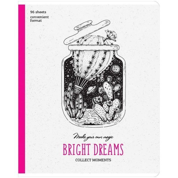 Тетрадь 96л. A5 клетка ArtSpace "Рисунки. Bright dreams" мат. ламинация, выборочный УФ-лак RE-Т96кМЛВЛ_36414