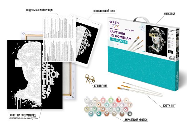 Набор для раскрашивания по номерам (черный холст) ФРЕЯ 50 х 40 см "Интерьерный Давид" PNB/PLB-300