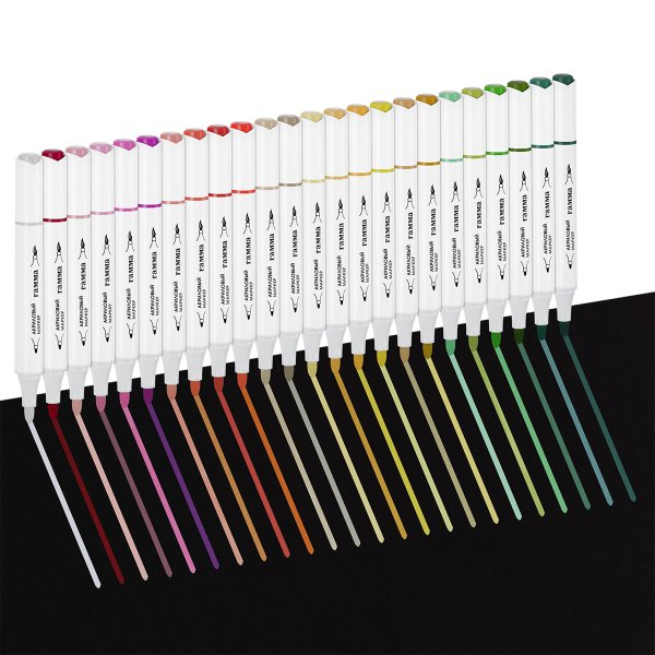 Маркеры акриловые ГАММА "Классические", 48 цв., двусторонние кисть и пуля, пластик.бокс RE-15062025_48