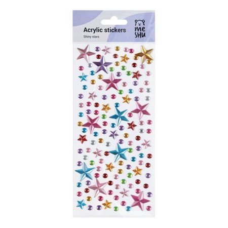 Наклейки акриловые MESHU "Shiny stars" 25 x 10 см, стразы, 137 накл, инд. уп., европодвес RE-MS_46775