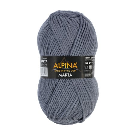 Пряжа ALPINA Marta 100% тактифил 1 х 100 г 120 ± 6 м №035 серый ALP-MAR-035