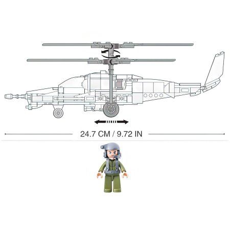 Конструктор Модельки "Вертолет "Черная акула" 330 деталей SIM-9590283