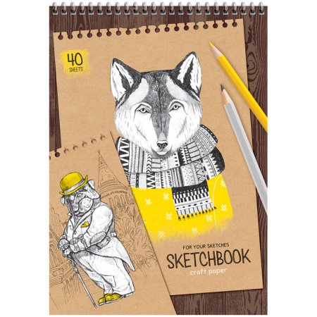 Скетчбук 40л. A4 ArtSpace "Craft style" 80 г/м2 на гребне, крафт RE-СкA440грв_38354