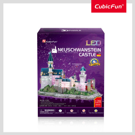 3D пазл CubicFun Серия "LED" Нойшванштайн, 128 деталей UT-L174h