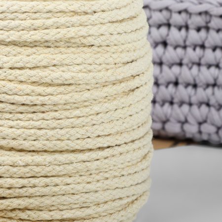 Шнур для плетения 50 м ± 1 м/175 г d 5 мм хлопок без сердечника неокрашеный SIM-10229384