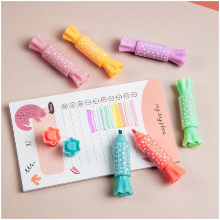 Текстовыделитель двусторонний MESHU "Candy" мини, 2/4 мм, пулевидный/скошенный, ассорти RE-MS_HL50554