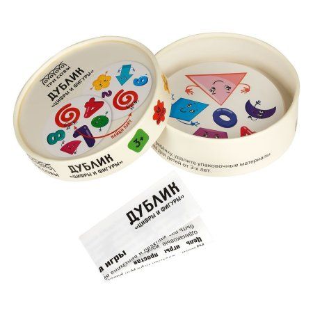 Настольная игра: ТРИ СОВЫ "Дублик. Цифры и фигуры" 30 карточек, картонная коробка RE-НИ_49425