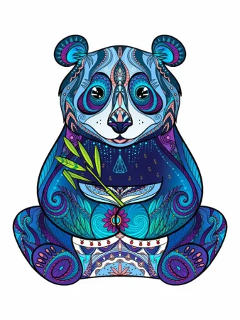 Деревянный пазл "Панда с веткой" МДФ UD-HD20032