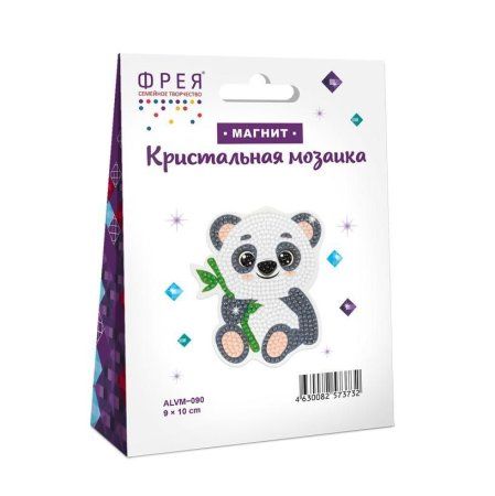 Кристальная (алмазная) мозаика ФРЕЯ магнит "Панда" 9 х 10 см ALVM-090