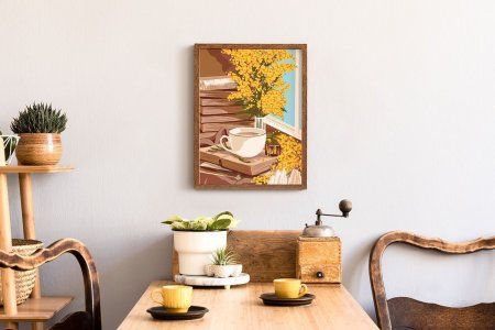 Набор для раскрашивания по номерам (на картоне) ФРЕЯ 40 х 30 см "Натюрморт с букетом мимозы" PKZ/PM-006