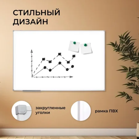 Доска магнитно-маркерная OfficeSpace 100 x 150 см, рамка ПВХ, полочка RE-MR_20415 Доска магнитно-маркерная OfficeSpace 100 x 150 см, рамка ПВХ, полочка RE-MR_20415