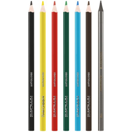 Карандаши цветные пластиковые Красин "Эволюция" 6 цв + 1 ч/г HB, заточенные, картон, европодвес RE-КР-060500