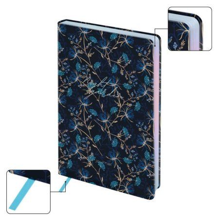 Ежедневник недатированный A5 136л. Greenwich Line "Night garden. Blue" кожзам, тон. блок RE-ENA5_44973